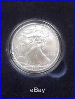 2008-W Burnished Silver Eagle 2008 Reverse 2007 With Box & COA