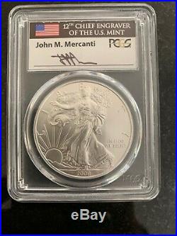 2008 W Burnished Silver Eagle Pcgs Sp70 Reverse Of 2007 Mercanti First Strike
