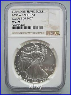 2008-W Burnished Silver Eagle Reverse of 2007 NGC MS 69