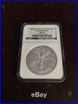 2008-W Burnished Silver Eagle (With Reverse Of 2007) NGC Early Releases MS 69
