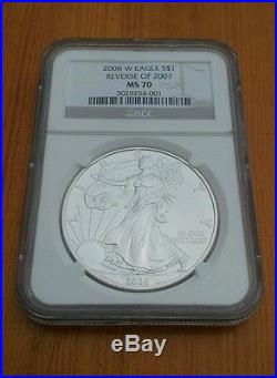 2008-W Reverse of 2007 Silver American Eagle $1 NGC MS70