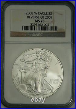 2008-W Reverse of 2007 Silver Eagle NGC MS70