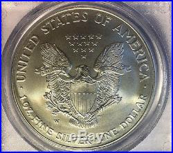 2008-W Reverse of 2007-W (Burnished) Silver American Eagle PCGS MS-70