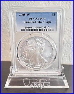 2008-W Silver Eagle Burnished PCGS SP70 2008 W American Silver Eagle ASE