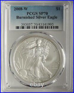 2008-w $1 Burnished American Silver Eagle Gem Pcgs Sp70 #43141995 Top Pop