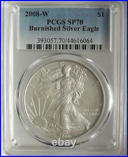 2008-w $1 Burnished American Silver Eagle Pcgs Sp70 #44616064 Top Pop