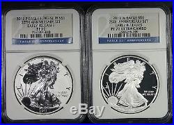 2011 25th Anniv. Silver Eagle Set 5 Coins NGC MS/PF70 Early Release