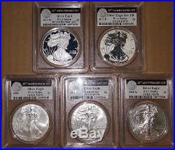 2011 25th Anniversary 5 Coin Silver American Eagle Set PCGS PR/MS70 First Strike
