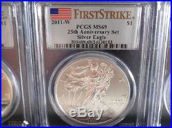2011 25th Anniversary American Eagle Silver 5 Coin Set OGP FIRST STRIKE NGC 69