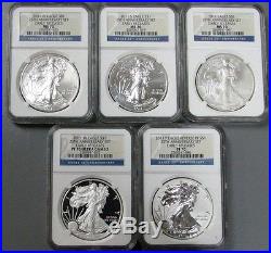 2011 American Silver Eagle 25th Anniversary 5 Coin Set Ngc 70 Early Releases
