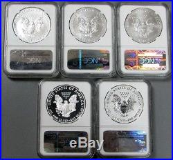 2011 American Silver Eagle 25th Anniversary 5 Coin Set Ngc 70 Early Releases