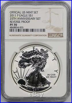 2011-P 25th Anniversary Silver Eagle Dollar $1 Reverse Proof PF 70 NGC