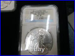 2011 P Reverse Proof Silver Eagle Ngc Pf69 Ms70 Er 25th Anniversary 5 Coin Set