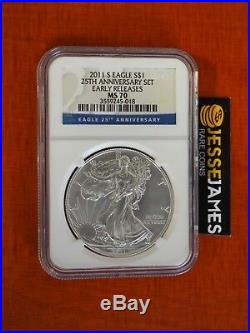 2011 S Silver Eagle Ngc Ms70 Early Releases From The 25th Anniversary Set