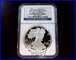 2011 Silver Eagle 25th Anniversary 5 Coin Set Early Releases NGC MS70 PF70