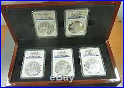 2011 Silver Eagle 25th Anniversary 5 Coin Set NGC MS/PF70 (Early Releases)