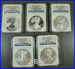 2011 Silver Eagle 25th Anniversary 5 Coin Set NGC MS/PF70 (Early Releases)
