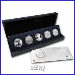 2011 Silver Eagle 25th Anniversary Five Coin Set in Original Box with COA NICE