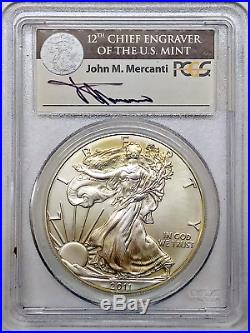 2011 Silver Eagle 25th Anniversary Set First Strike Mercanti Signed ALL PCGS 70