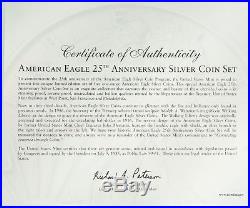 2011 US MINT American Eagle 25th Anniversary Silver Coin Set With OGP/COA N852