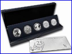 2011 U. S. Mint American Eagle 25th Anniversary Silver 5 Coin Set Rev Proof & BU