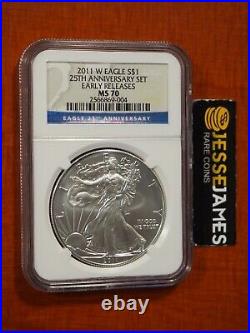 2011 W Burnished Silver Eagle Ngc Ms70 Early Releases From 25th Anniversary Set