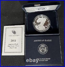 2011 W Us Mint. 999 Silver Proof Coin American Eagle One (1) Ounce +box/case/coa