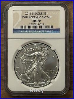 2011-s American Silver Eagle Ngc Ms70 25th Anniversary Set Ase Coin