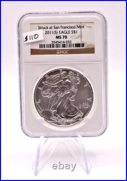 2011-s Struck At San Francisco American Silver Eagle Coin Ase Ngc Ms70 Us Mint