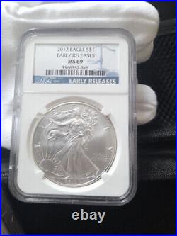 2012 $1 Silver Eagle 1oz Dollar NGC MS69 Graded Silver Coin