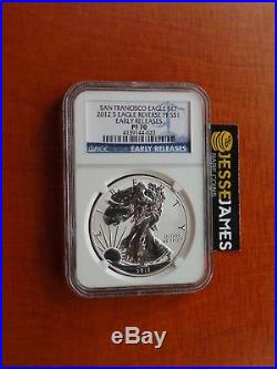 2012 S Reverse Proof Silver Eagle Ngc Pf70 Early Releases San Francisco Blue