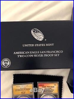 2012-S Silver American Eagle 2 Coin Proof and Reverse Set PF-70 DCAM
