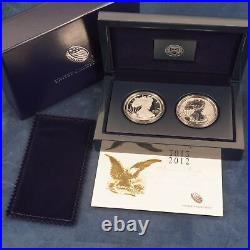 2012-S US Mint Silver Eagle San Francisco Two Coin Proof Set Free Shipping USA