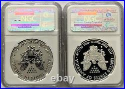 2012 S (s) Reverse Proof/proof Silver Eagle Er Sf Mint Set Ngc Pf70/ms70 Trolley