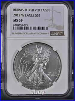 2012 W Burnished Silver Eagle Ngc Ms 69