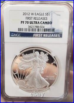 2012 W Silver Eagle S$1 NGC PF-70 ULTRA CAMEO FIRST RELEASES BLUE LABEL RARE