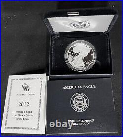 2012 W Us Mint. 999 Silver Proof Coin American Eagle One (1) Ounce +box/case/coa