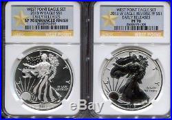2013 $1 NGC PF SP 70 West Point American Silver Eagle 2 Coin Set Early Releases