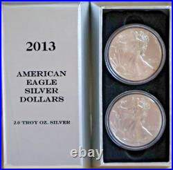 2013 American Eagle Silver Dollars X 2 2 oz. Of Fine Silver BUC Boxed