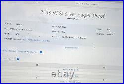 2013-W $1 Silver Eagle PCGS PR69 (NOT DCAM) Registry Set Coin Pop. 1/1