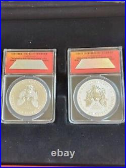 2013-W 2 Coin American Silver Eagle Set ANACS Enhanced+Reverse Proof 1st Release
