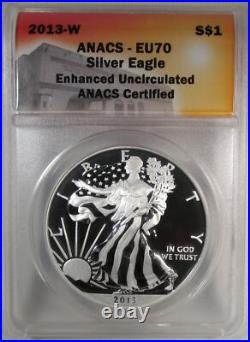 2013-W American Silver Eagle ANACS EU70 Enhanced Uncirculated Coin AS134 2013-W American Silver Eagle ANACS EU70 Enhanced Uncirculated Coin AS134