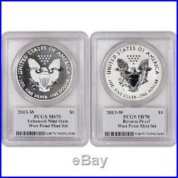 2013-W American Silver Eagle West Point Two-Coin Set PCGS 70 Moy Signed