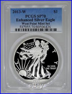 2013-W PCGS SP70 Enhanced Silver Eagle From West Point Set