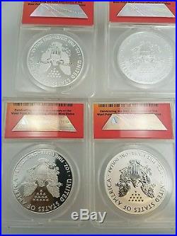 2013-W Silver Eagle 4 Coin Set First Day of Issue 25th Anniversary Proof ANACS