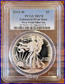 2013 W Silver Eagle Enhanced Mint State West Point Mint Set PCGS MS70