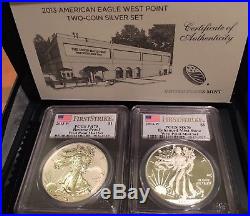 2013-W Silver Eagle West Point Two Coin PCGS MS70 & PR70 First Strike withOGP Spot