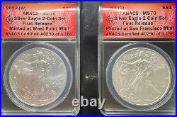 2013 WithS Silver Eagle Silver 2 Coin Set First Release Minted At WithS ANACS MS70