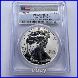 2013-w Reverse Proof Silver Eagle $1 Pcgs Pr70 First Strike West Point Mint Set