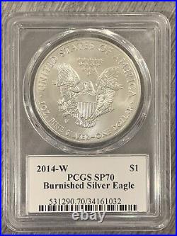 2014W- Burnished American Silver Eagle- PCGS- SP70- John Mercanti